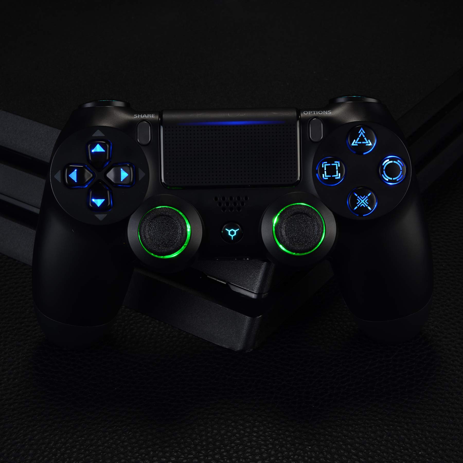 eXtremeRate Multicolori DTFS LED Kit per ps4 Pro Slim Joystick Pulsanti Levette Analogiche D-pad Trigger L1 R1 R2 L2 Tasti Ricambio per ps4 Controller(CUH-ZCT2)-NON Include Controller