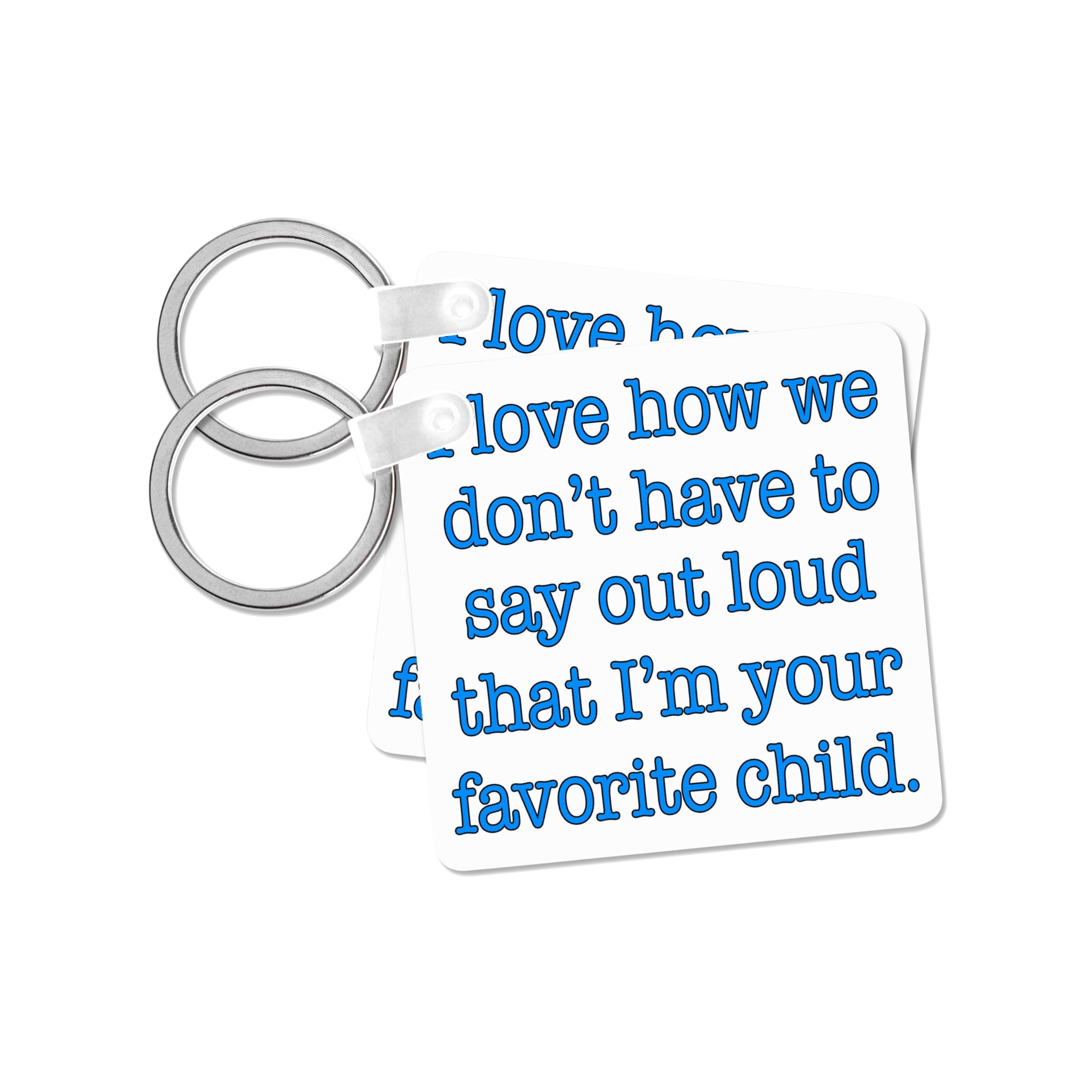 3dRose, Favorite child, Blue, set of 2 Key Chains