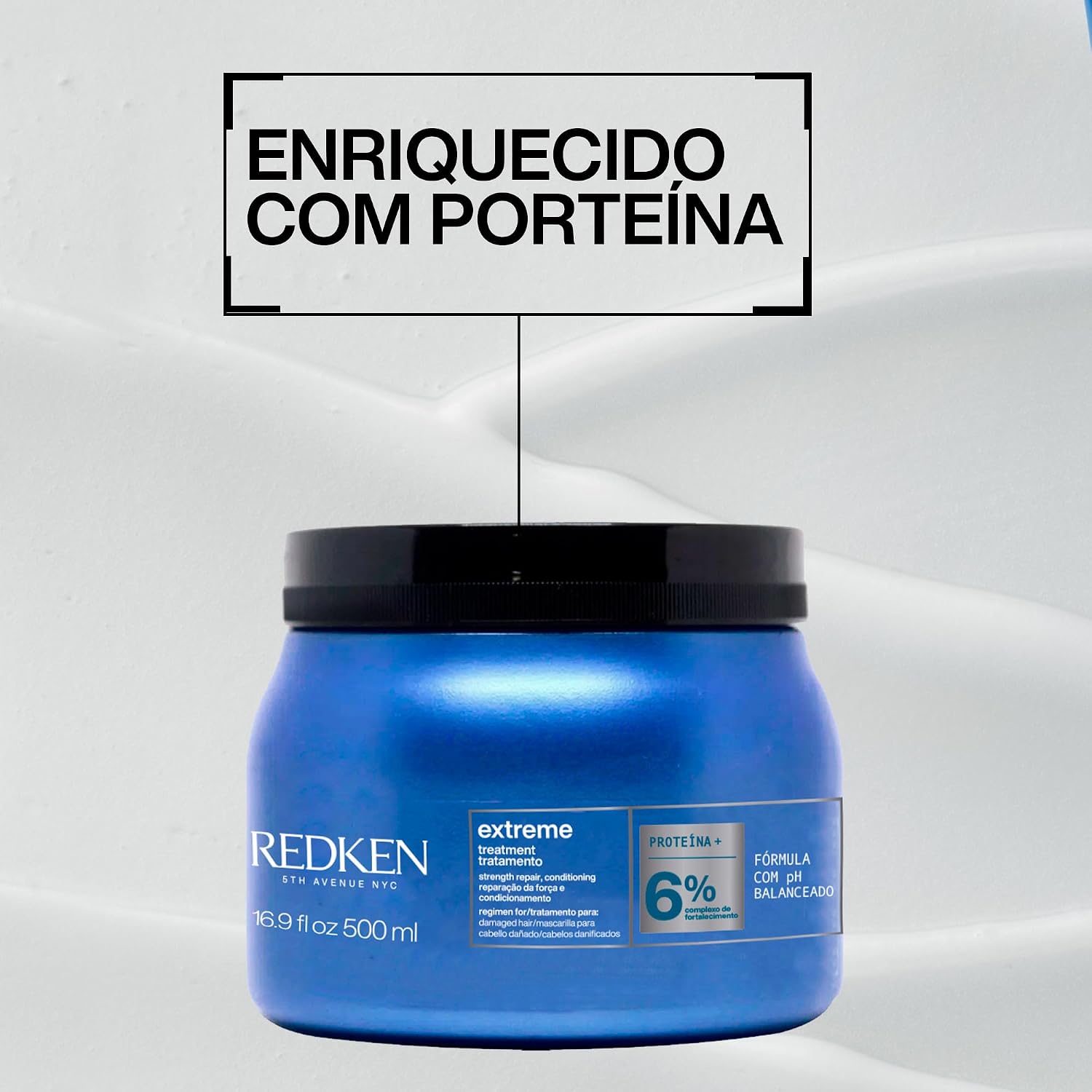 Redken Extreme, Máscara de Tratamento para Cabelos Danificados e Quebradiços, Repara e Fortalece os Fios, Promove Brilho e Maciez Intensa com Strength Complex, 500ml
