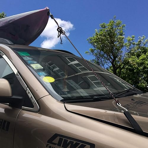 Miniatura 7 de Correas de cuerda, 1/4 pulgadas x 10 pies, polea de trinquete ajustable de bloqueo de cuerda resistente para canoa de kayak (paquete de 2)