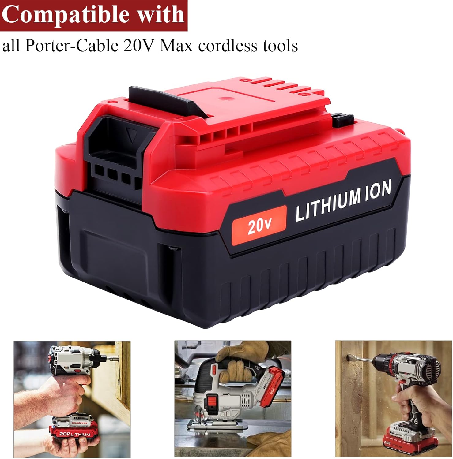 Lasica Compatible with Porter Cable 20V 6.0Ah Lithium Battery Replacement for Porter-Cable PCC685L PCC680L PCC681L PCC682L PCC685LP 20-Volt Max Drill/Impact Driver Tool Battery Packs, 2-Pack