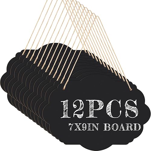 12 letreros colgantes de pizarra de doble cara a granel, pizarras pequeñas borrables con cuerda para colgar para bodas, fiestas de cumpleaños,