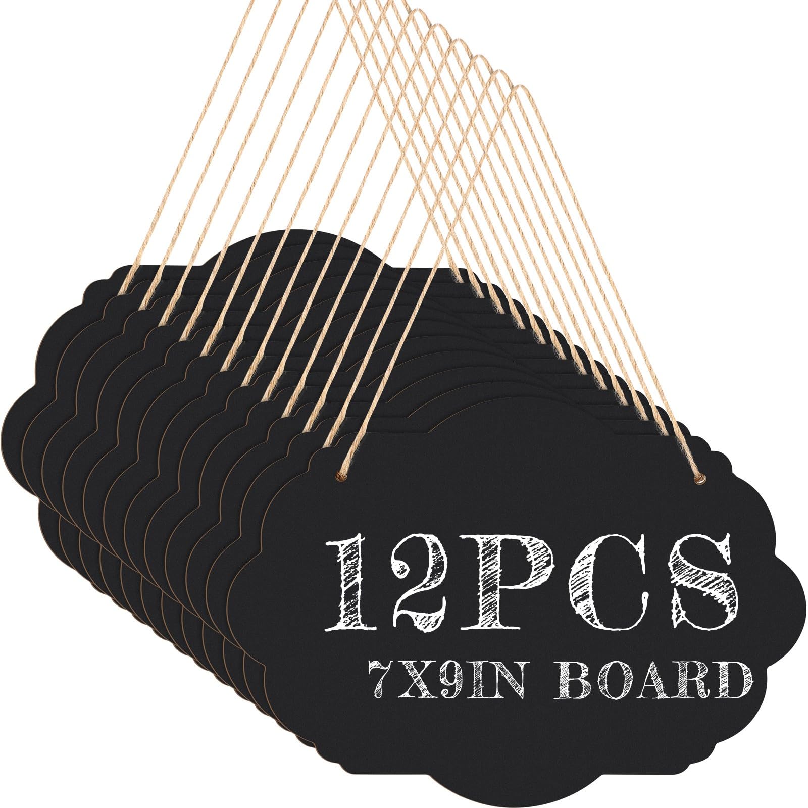 MLINS 4 PCS Mini Chalkboards Rectangular Hanging Blackboard Double Sided Chalkboard Wedding Party Table Number Place Tag Message Board Signs Memo Boa - View #3