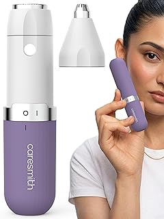 Caresmith Bloom 2-in-1 Rechargeable Facial Hair Remover & Eyebrow Trimmer for Women | Painless Electric Trimmer with Smart Light | Facial Hair Removal Machine