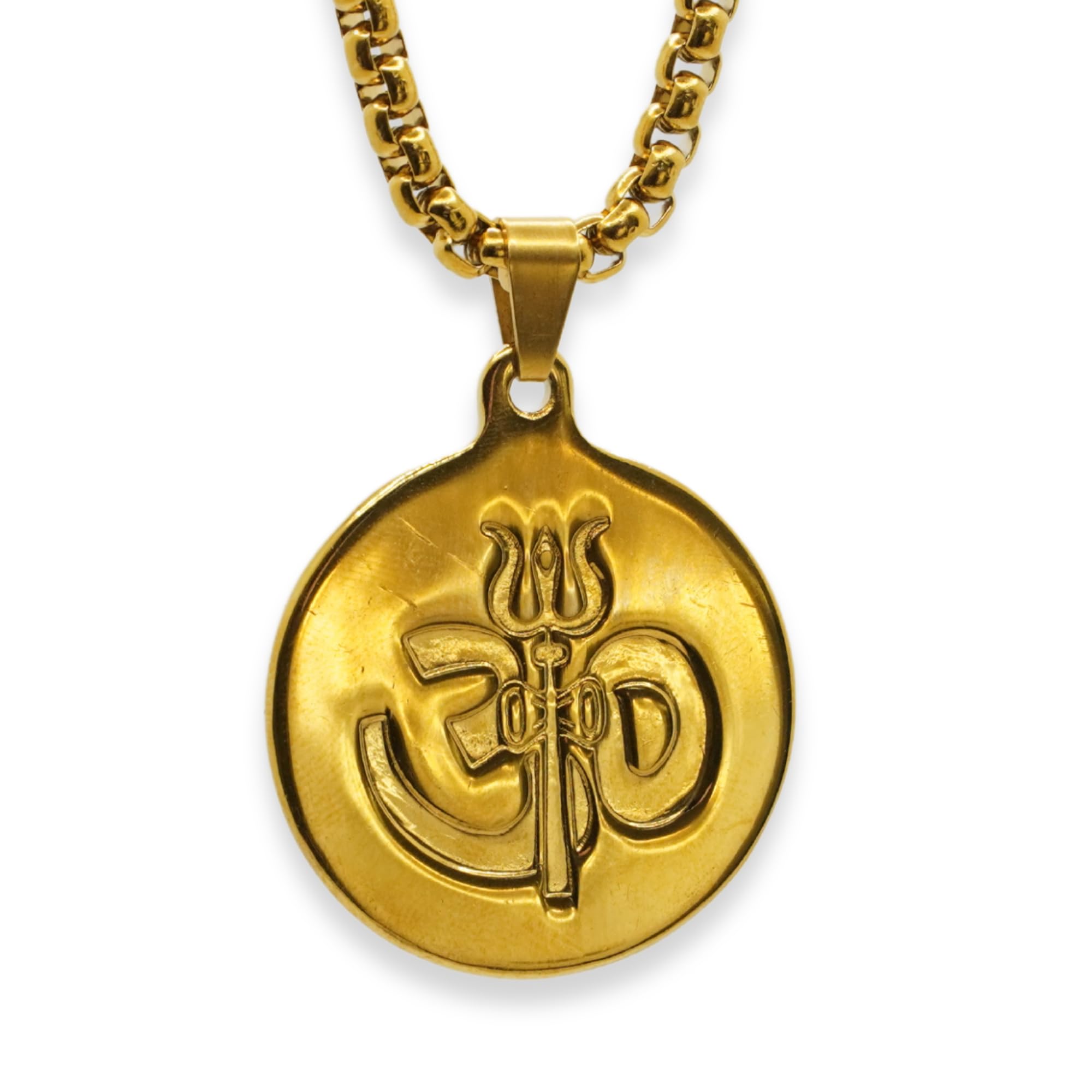 Japam Gold Plated Om Trishool Coin Necklace | Spiritual Jewellery For Men and Women | Gold Plated Necklace | Length 12" (B0CZTSL1MY) Amazon Price History, Amazon Price Tracker