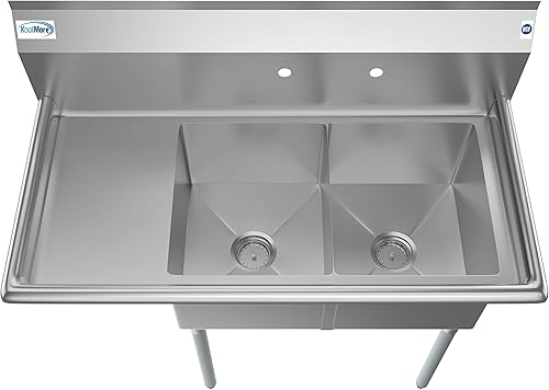 Vista 17 de KoolMore - SB141611-12B3 - Fregadero de cocina comercial NSF con 2 escurridores, tamaño del tazón, 14 x 16 x 11 pulgadas, color plateado