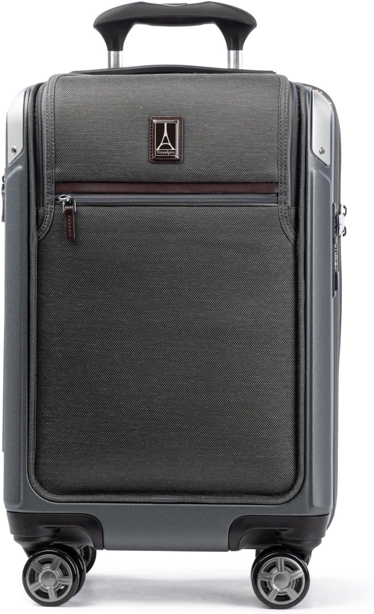 Travelpro Platinum Elite Hardside Expandable Spinner Wheel Luggage TSA Lock Hard Shell Polycarbonate Suitcase, Vintage Grey, Compact Carry-on with Laptop Pocket 20-Inch, Platinum Elite Hardside