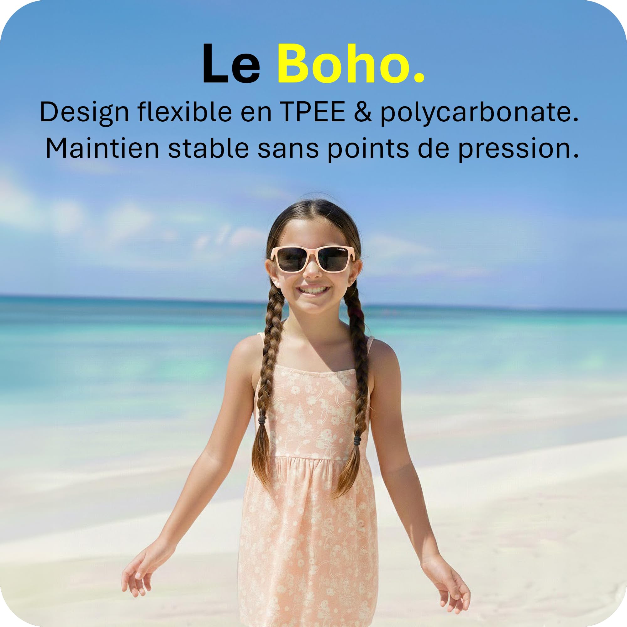 Mausito Lunettes de soleil enfant (3-6/6-9/9-14 ans) UV400 & verres catégorie 3 | Branches flexibles & légères en TPEE et polycarbonate | Design européen