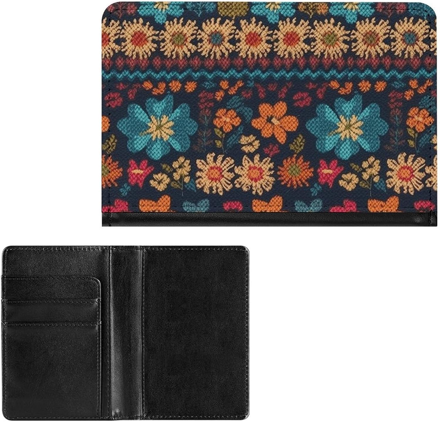Cute Passport Holder for Travel,Personalized Multi-Functional Passport Cover with Card Slots,Slim Colorful Knitted Pattern Printed Passport Wallet for Women Men