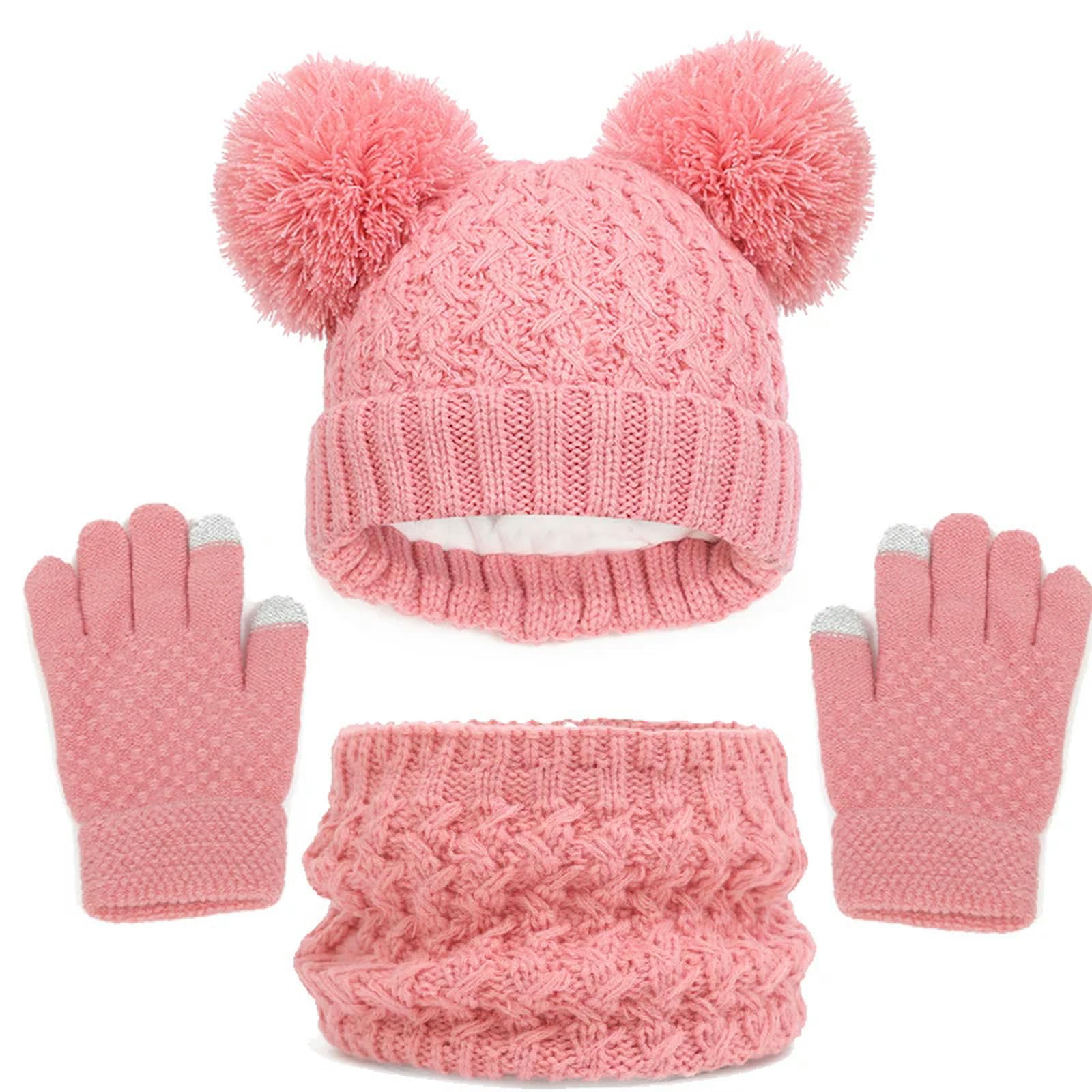 Zonto wintermütze Kinder Winter Hut Handschuhe Schal Set Fleece Warme Schal Dicke Strickmütze Jungen Mädchen Beanie Hut