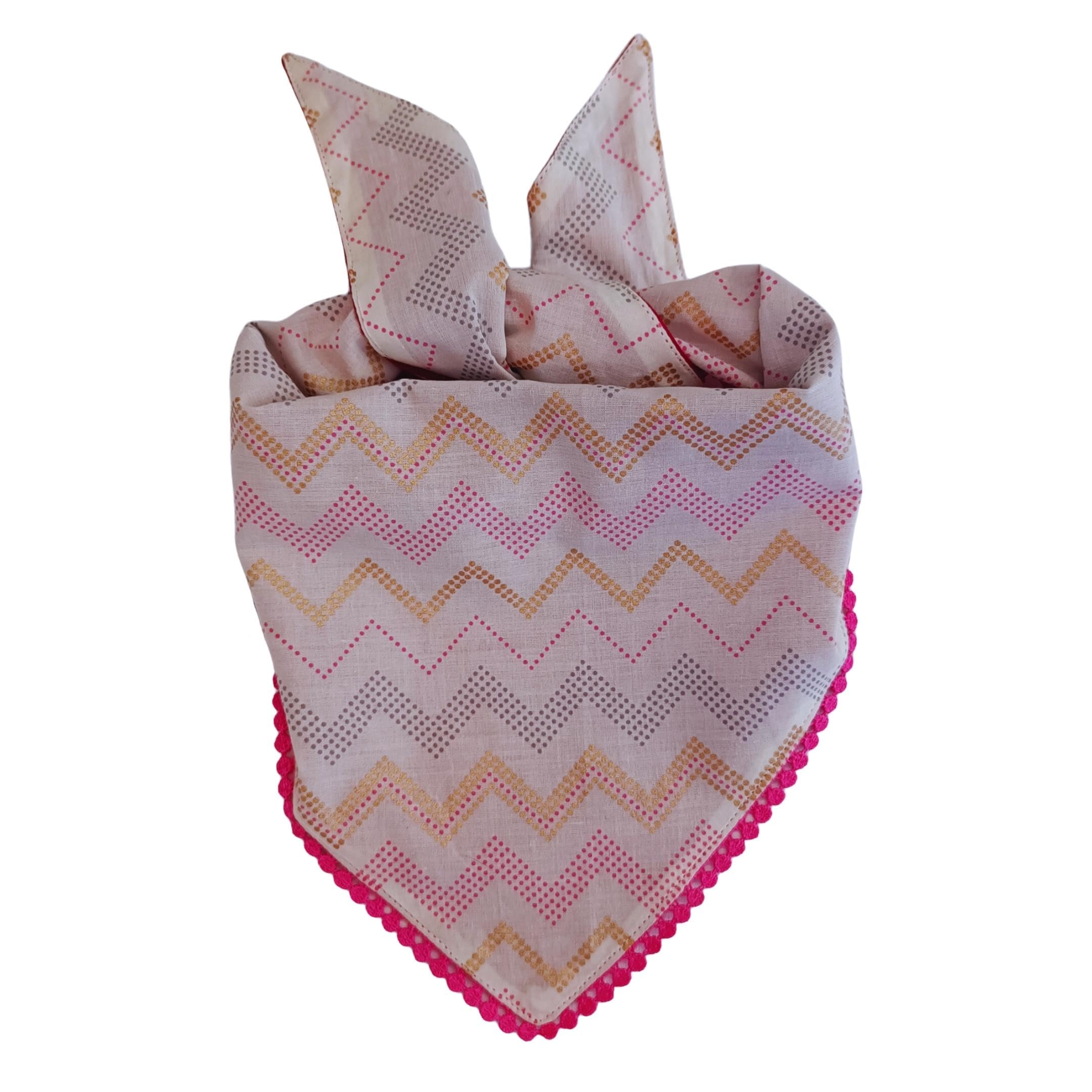All For Fur Dog Bandana | Knot & Tie | Adjustable Cotton Bandana/Scarf | Luxury Dog Accessories | Scarf for Small (S) to Medium (M) Dogs | Pink & White Ethnic (B0CL2LQTH1) Amazon Price History, Amazon Price Tracker