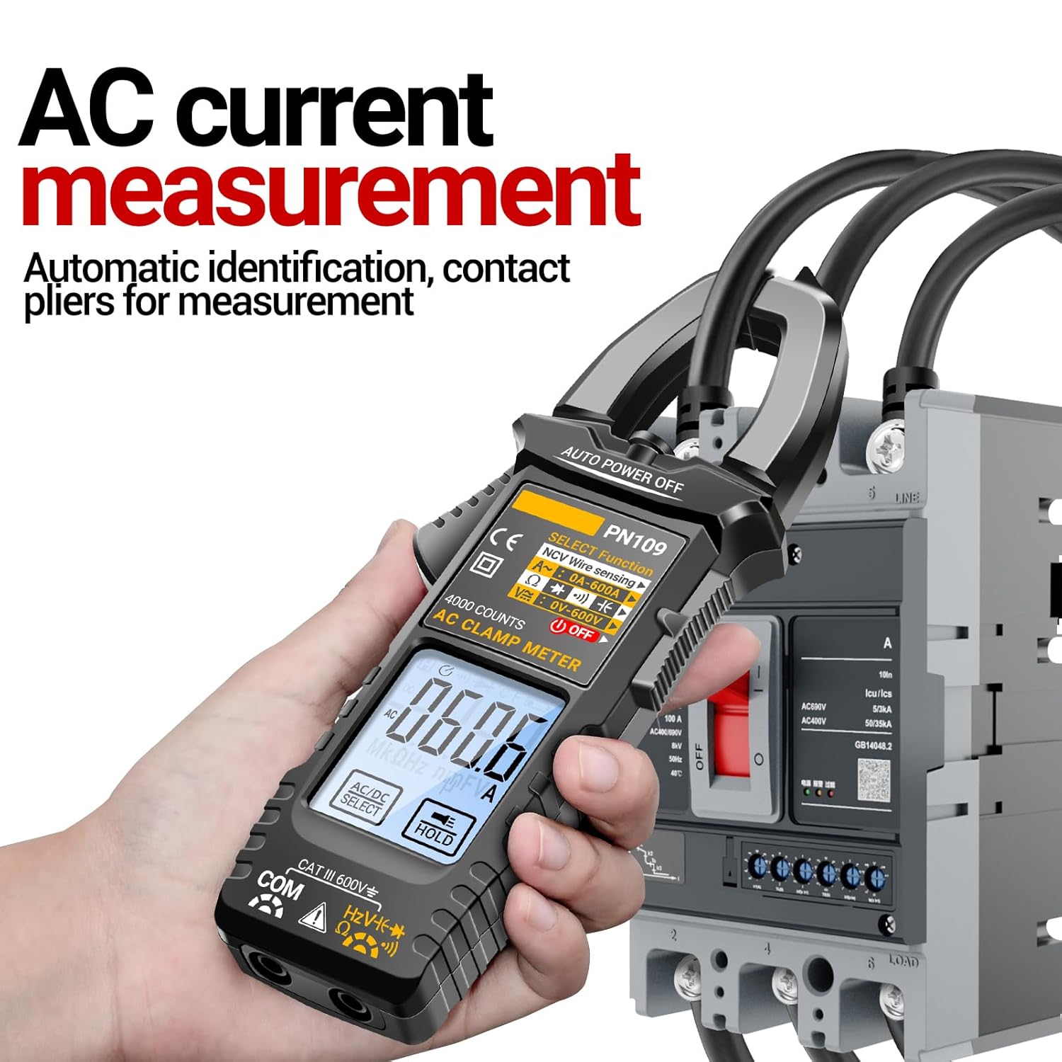 PN109 Ohmmeter Voltmeter Tester with Backlit 4000 Count Multimeter Battery Operated(NOT Include)