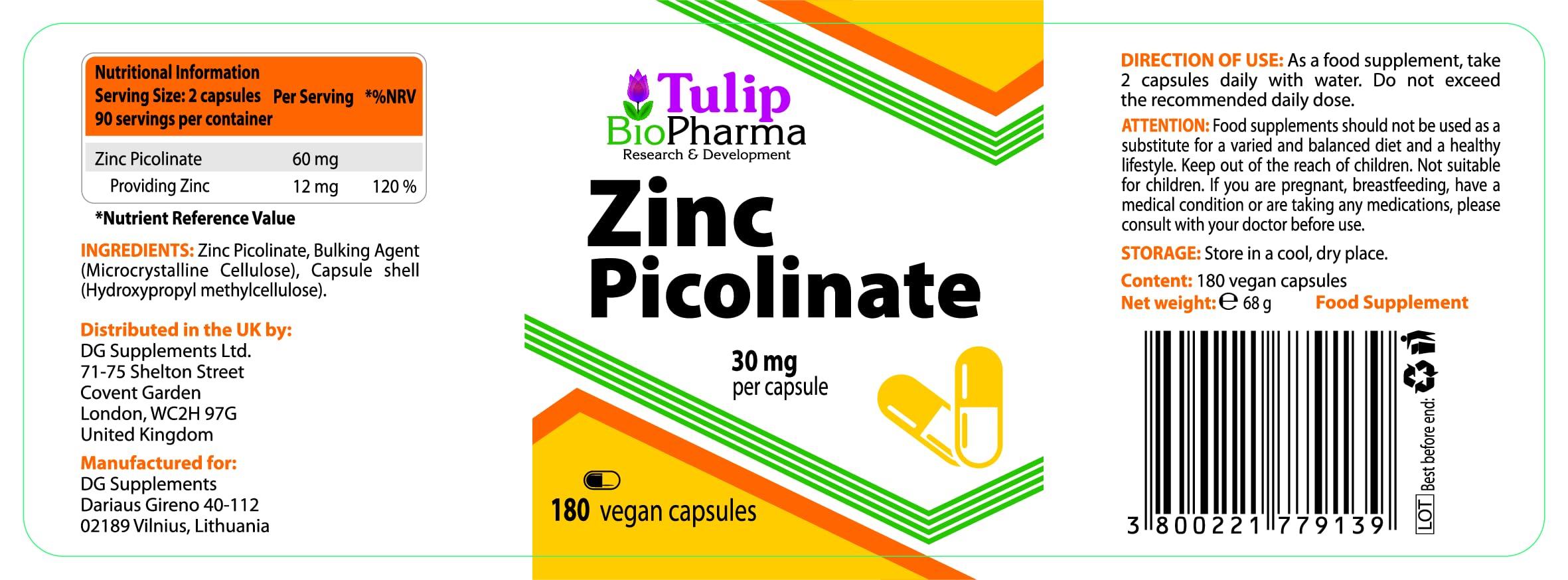 Zink Picolinat 30mg 180 Vegane Kapseln, Laborgeprüft, Hochdosiert