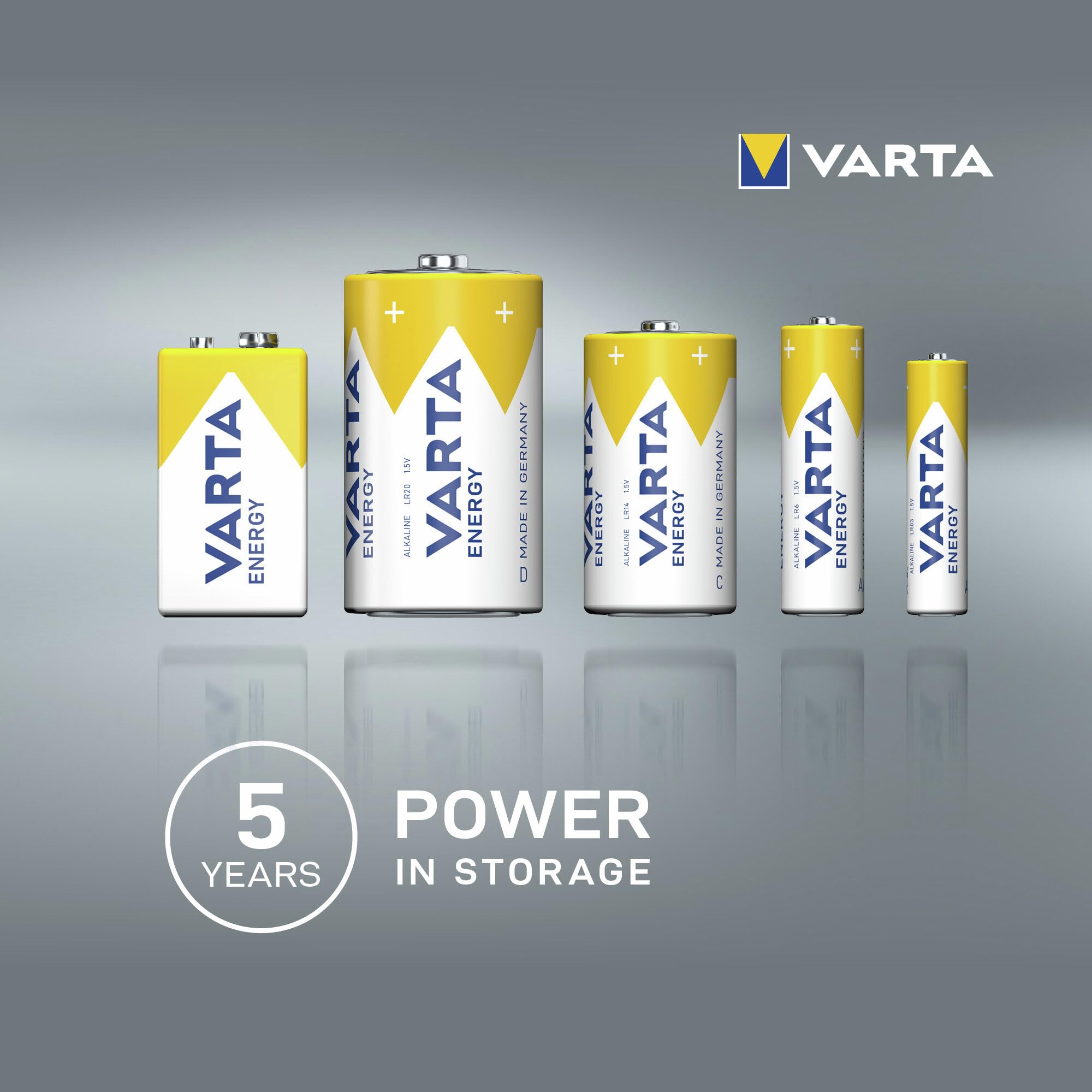 VARTA Piles AA, lot de 12, Energy, Alcalines, 1,5V, Cube, emballage recyclé à 90%, pour des besoins de base simples, Made in Germany