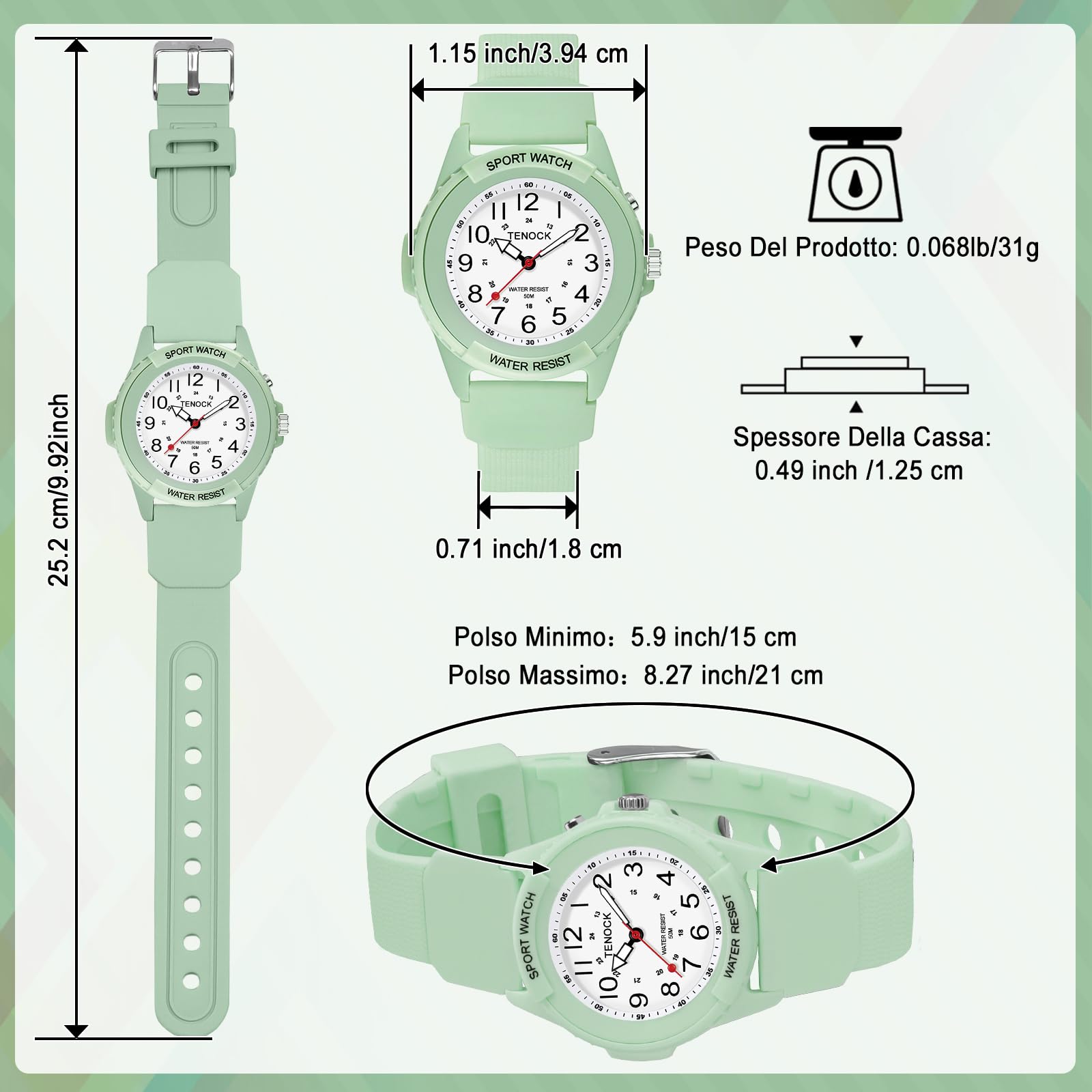 Orologio Da Polso Sportivo Da Donna Analogico Al Quarzo 50 M Impermeabile Con Luce Notturna Per Abbinamenti Casual O Attività Sportive