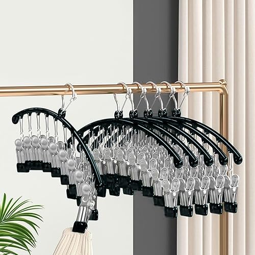 Miniatura 10 de Organizador de leggings para armario, colgador de metal para pantalones de yoga con revestimiento de goma, paquete de 5 con 10 clips para 50