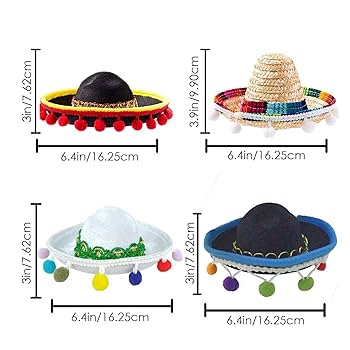 pigalle ソンブレロ　4個セット　メキシコ製　メキシカンハット Amazon.co.jp: メキシカンハット | 4つのミニソンブレロヘッド
