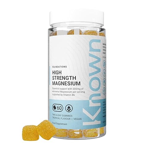 Known Delicious High-Strength Magnesium Gummies - 300mg Elemental Magnesium - Natural Mixed Tropical Flavour - 60 Vegan Gummies, 1 Month Supply - 1 Month Supply - Bottle