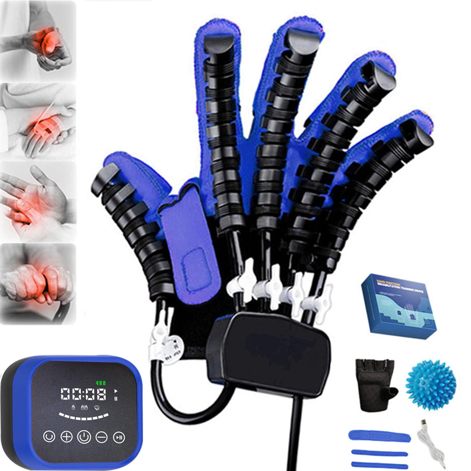 SXSLTSA Stroke Rehabilitation Robot Gloves – Hand Function Recovery Training Device with Finger Orthosis, Flexion & Extension Aid for Arthritis, Hemiplegia and Post-Stroke Patients A right M