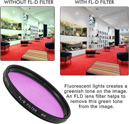 Miniatura 4 de Kit de filtro de lente de 2.638 in, incluye filtro CPL de 2.638 in, filtro UV de 2.638 in, FL-D de 2.638 in (UV, filtro polarizador, filtro