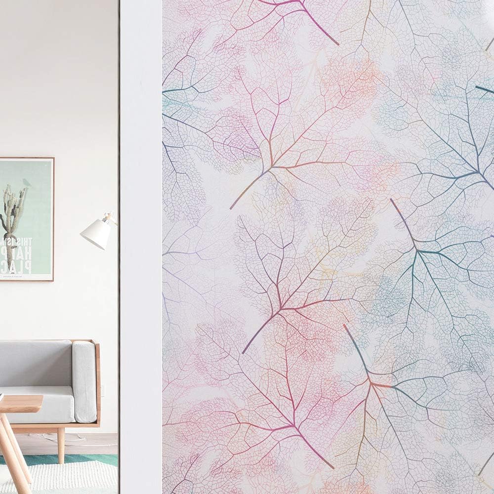 DKTIE Window Privacy Film Frosted Window Film Stained Glass Window Film Window Clings Static Cling for Home Bedroom Bathroom 17.7In.by 78.7In.