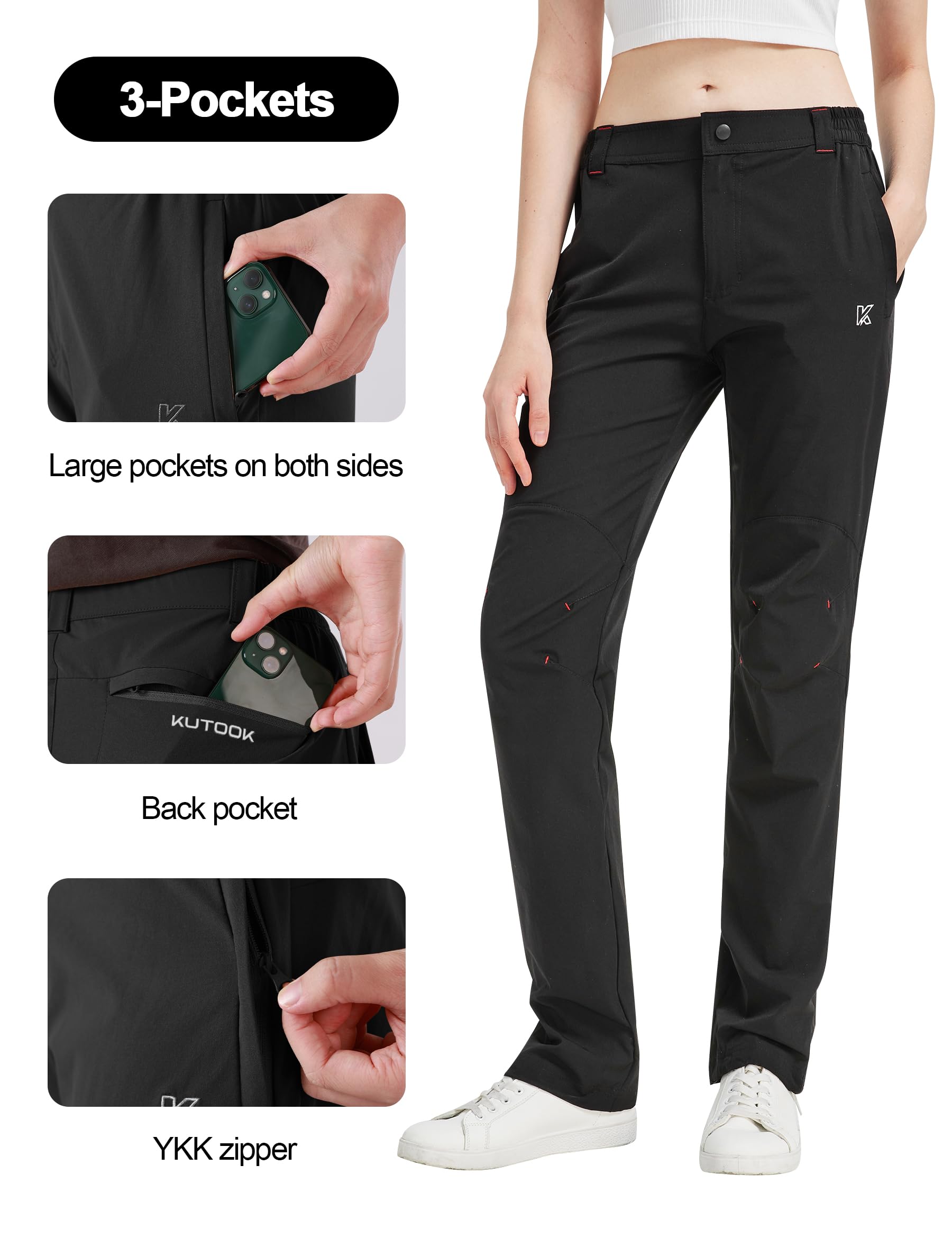 KUTOOK Pantalones Senderismo Mujer Transpirable Pantalones de Acampada y Marcha para Mujer Ligero Trekking Deportivos al Aire Libre
