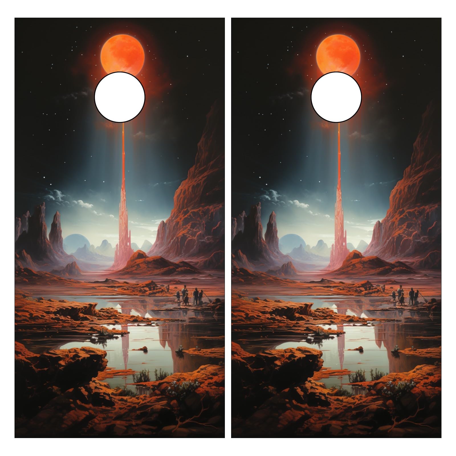 Corn Hole Skins for Boards Corn Hole Bean Bag Toss Sticker Cornhole Board Wraps Cornhole Decals Corn Hole Skins for Boards MDream Moon PET Material (Set of 2) 24inx48in