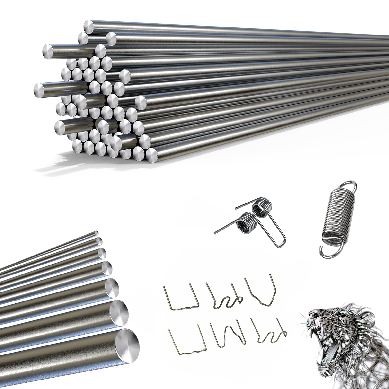 35 sztuk drutów ze stali sprężynowej, drut ze stali nierdzewnej, metalowe pręty 1,0 mm x 400 mm, metalowy pręt ze stali nierdzewnej, pręt sprężynowy, okrągły pręt ze stali nierdzewnej, okrągłe pręty