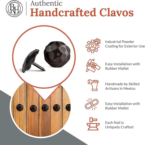 Miniatura 2 de 100 Pack 1" Small Round Head Iron Clavos Decorative Nails – Sealed Unfinished – Handmade Rustic Round Fasteners for Farmhouse Shutter, Faux Wood