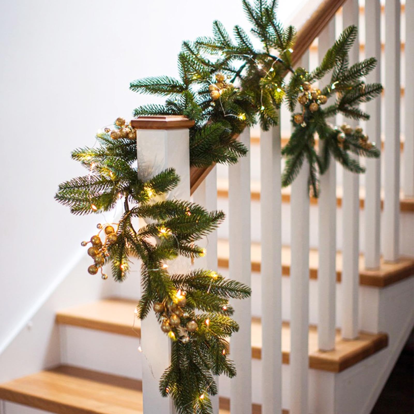 Campsie Weihnachtsgirlande Künstliche | 3 Meter Realistische Grüne Zedern-Kiefern- | Weihnachts-Dekoration | Weihnachtsdekoration Für Treppen Weihnachtsbaum, Kamin, Garten, Par -Haustür