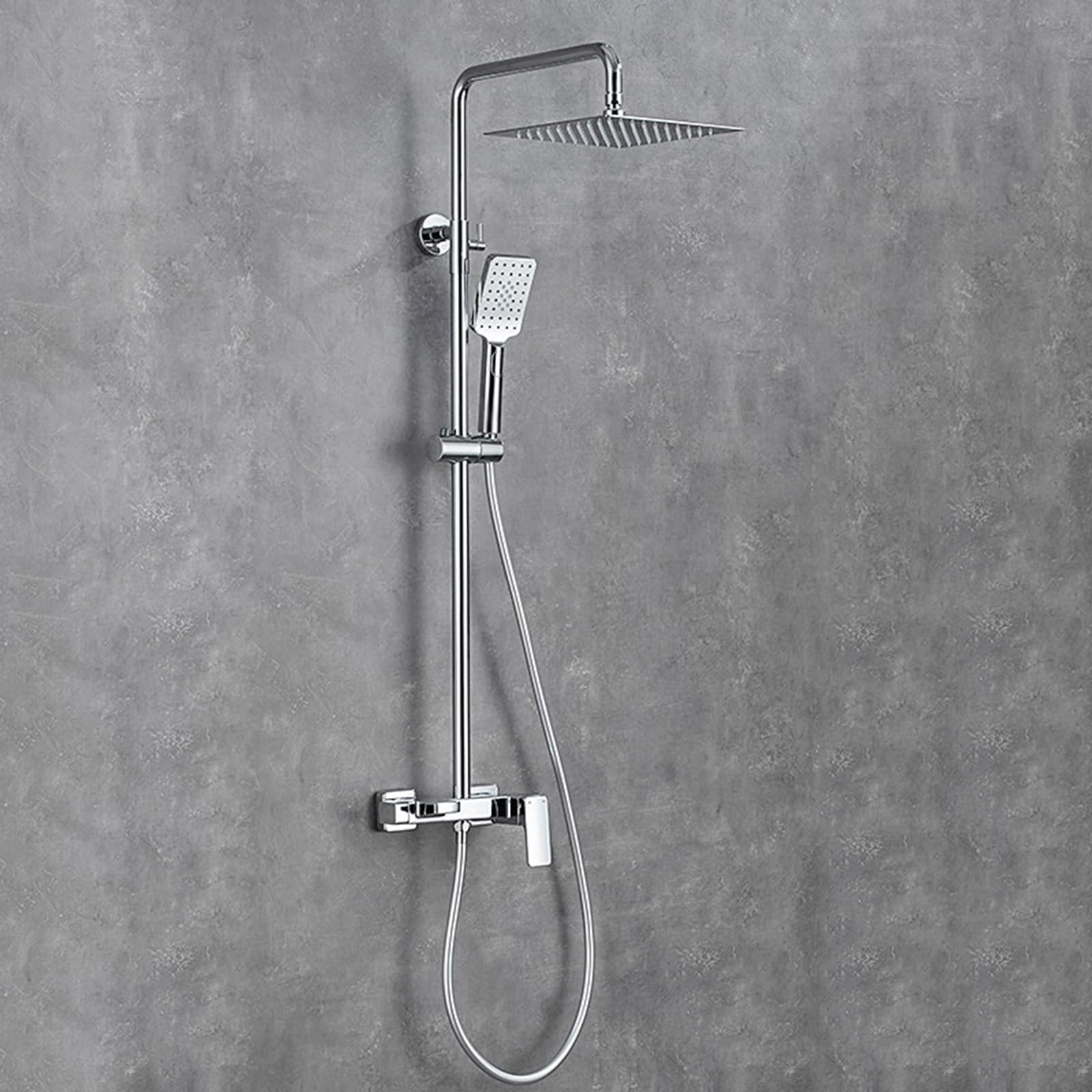 JYBNBBE Shower Mixer Set Rainfall Shower Kit Adjustable Height Single Handle Bath Taps Bathroom Taps Mixer with Shower Set Black (Chrome A)