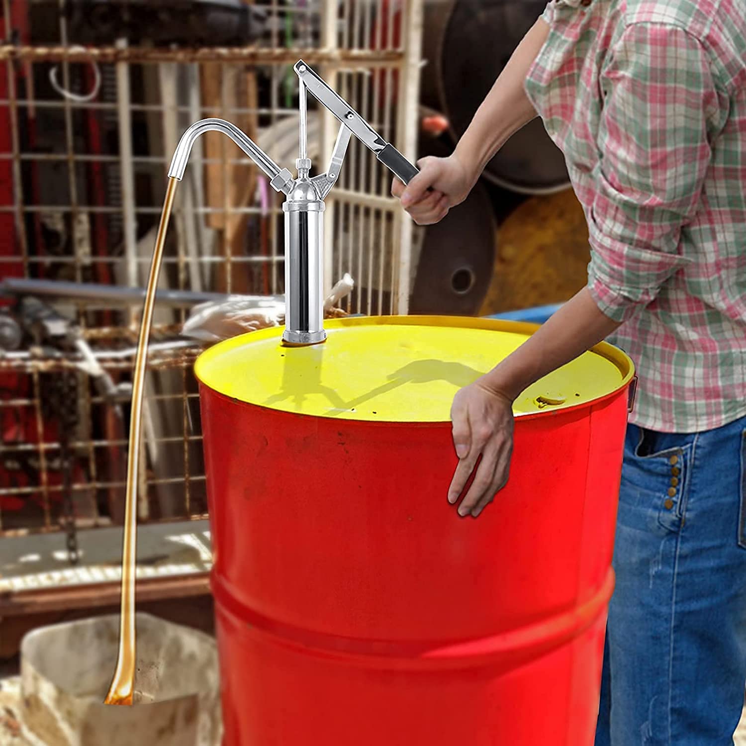 Generico Pompa Manuale a Pistone per Benzina Gasolio Olio Travaso Liquidi da Fusto Professionale