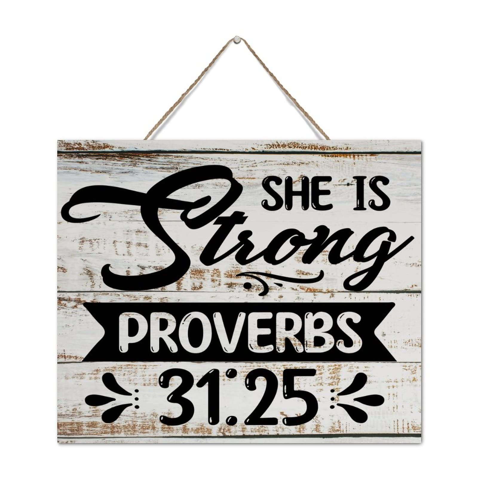 Plaque murale bois She Is Strong déco salon et chambre 25x30cm