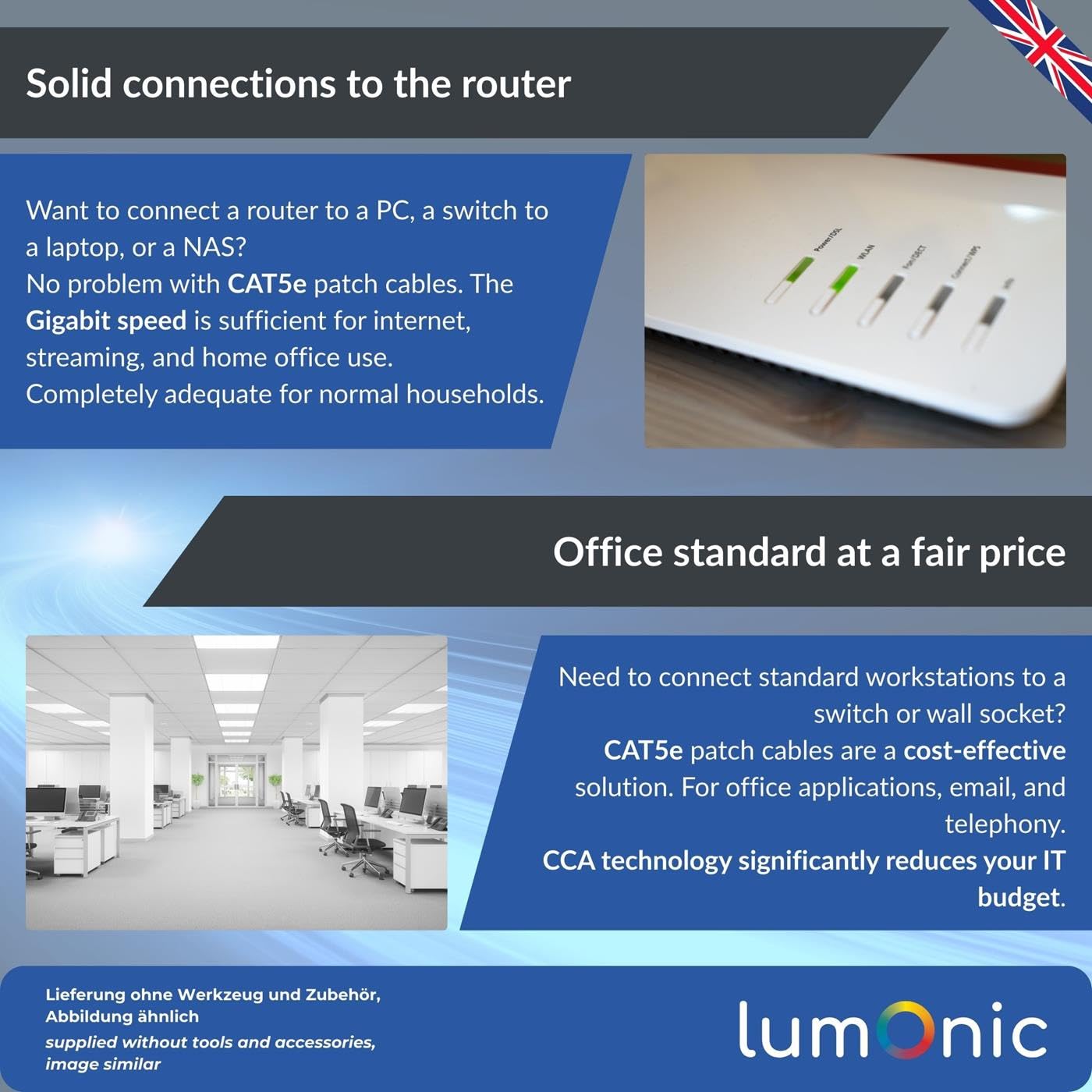 Lumonic LAN Câble de réseau 100m | LAN Câble CAT5e F/UTP | Câble Patch 4x 2x AWG26/7 (échoué) | 100MHz Gigabit Ethernet
