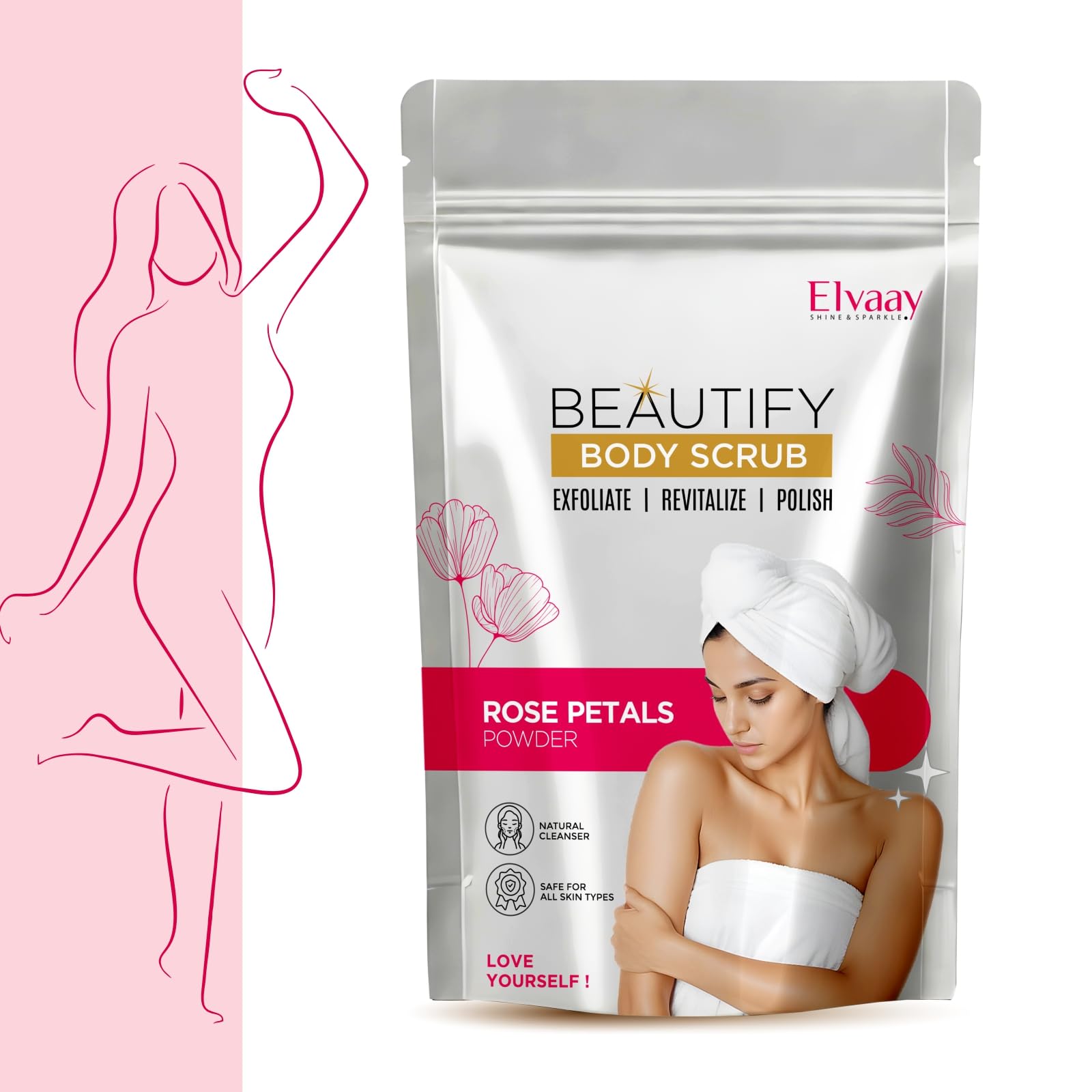 Beautify Rose Petal Body Scrub | Exfoliating, Brightening & Revitalizing Skin Care for Women | Natural Rose Powder for Glowing, Smooth & Soft Skin | All Skin Types | 100g-image-11