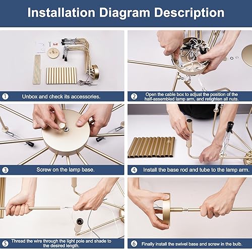 Miniatura 8 de Candelabros Modernos Dorados de Granja, Candelabro de Metal Industrial de 12 Luces, Lámparas Colgantes Clásicas de Velas para Cocina, Comedor, Sala