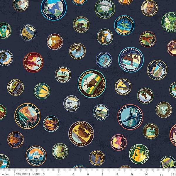Riley Blake All Newly Designed National Parks Emblems, Text/Icon, and Sign/Icon Premium Quilting Fabric, Perfect for Quilting, Apparel, Crafting, and Home Decor (Emblems Navy 72" x 43") by Riley Blake Designs - Image 2