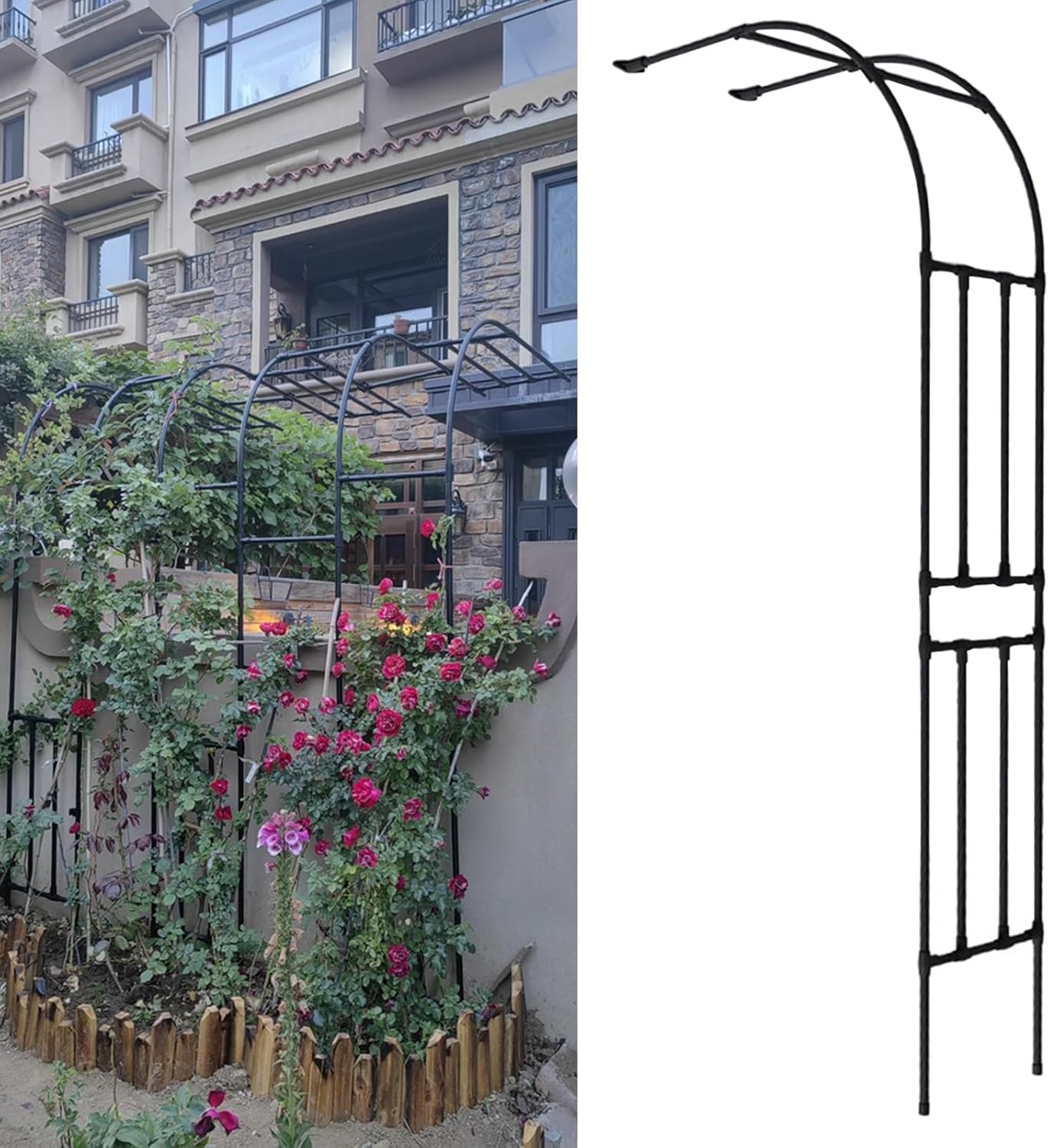 9.2FT Metal Garden Half Arch Trellis for Climbing Plants, Outdoor Support Frame, Durable Garden Arbor, Perfect for Vines and Flowers, Stylish Archway Decor