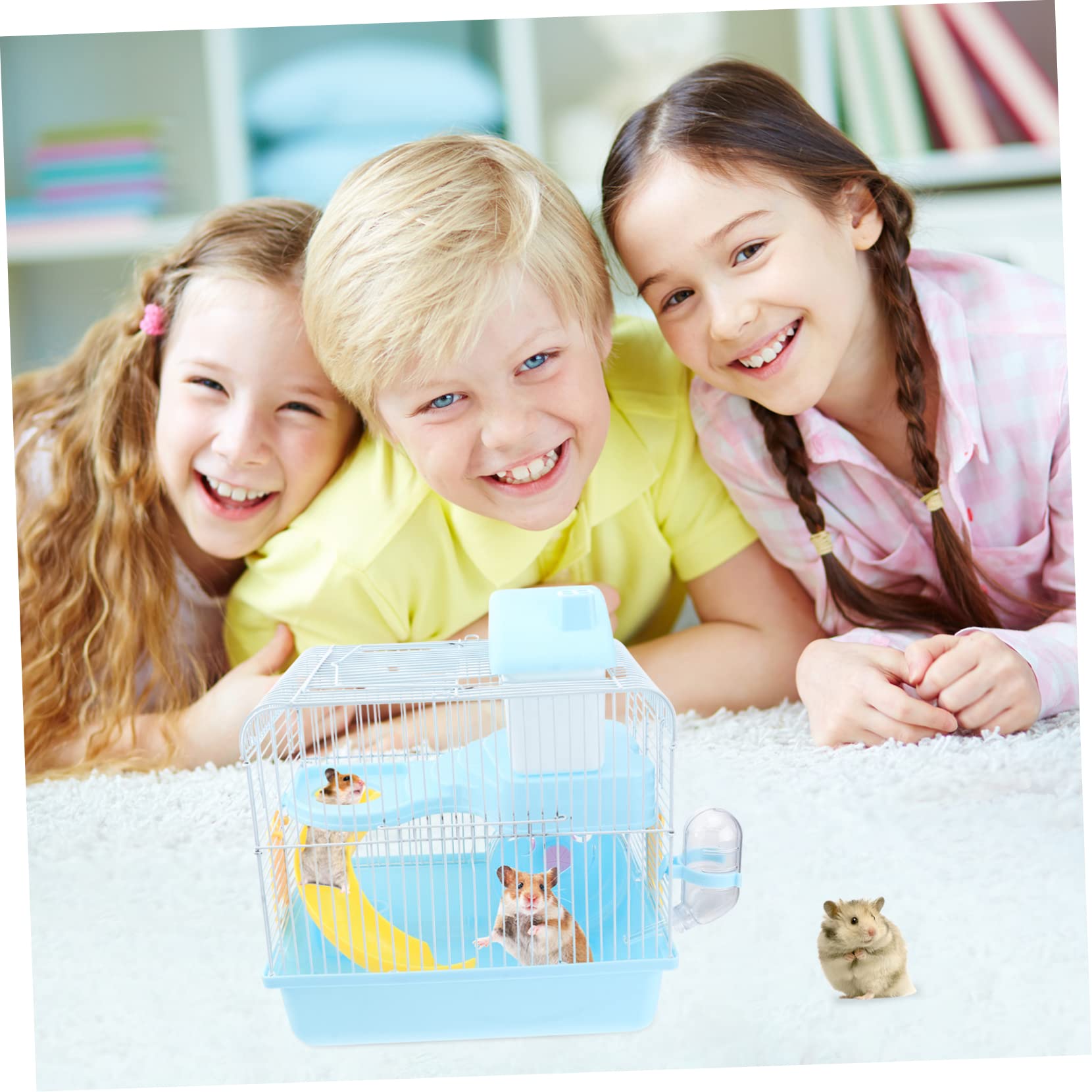 POPETPOP Cage pour Hamster et Chinchilla Maison pour Animaux de Compagnie à Double Couche avec Toboggan Roue Exercice et Abreuvoir Étanche