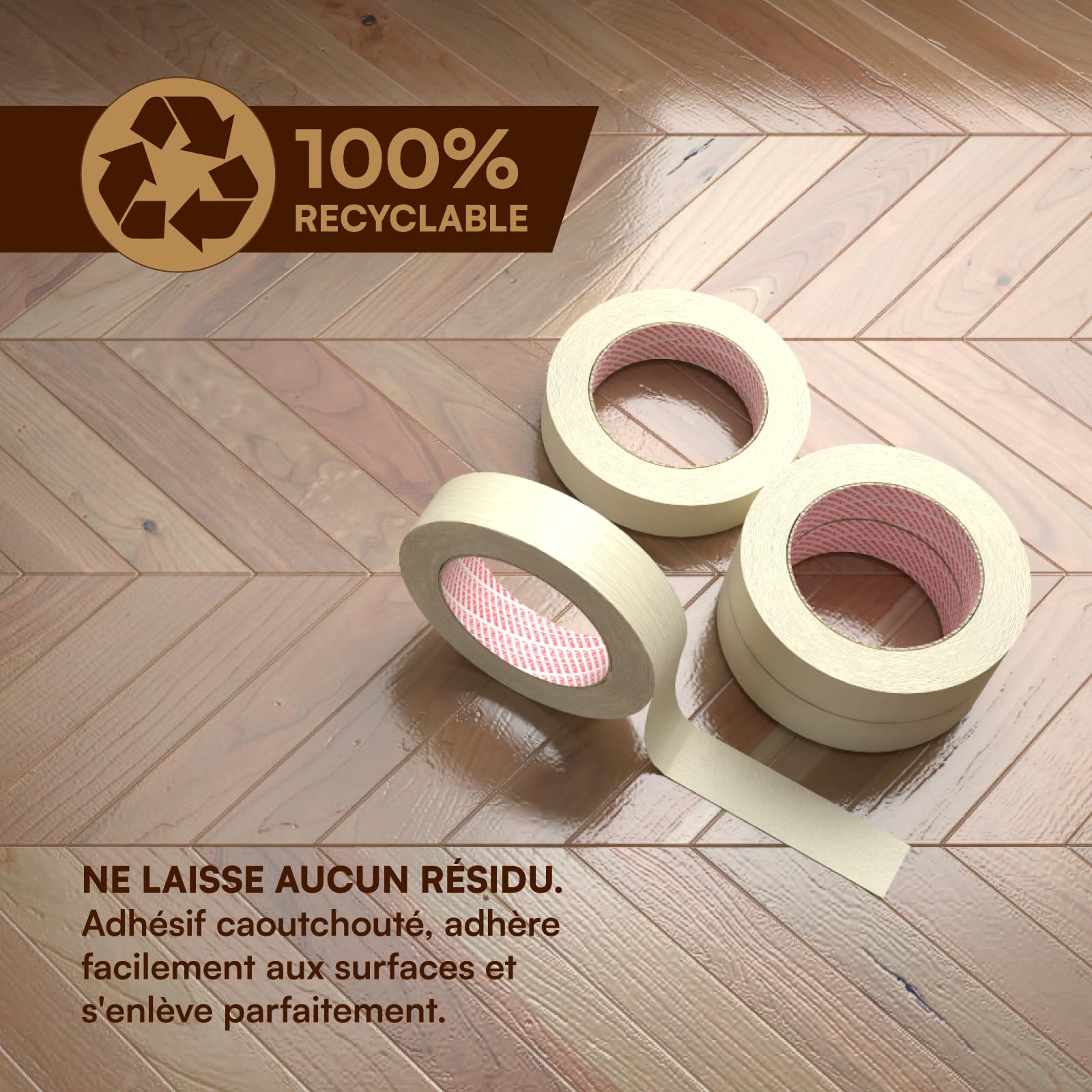 DNK TRADE 12x Ruban de Masquage 25mm x 50m - Pour Peinture et Masquage - Adhésif Sans Laisser de Résidus - Ruban Papier