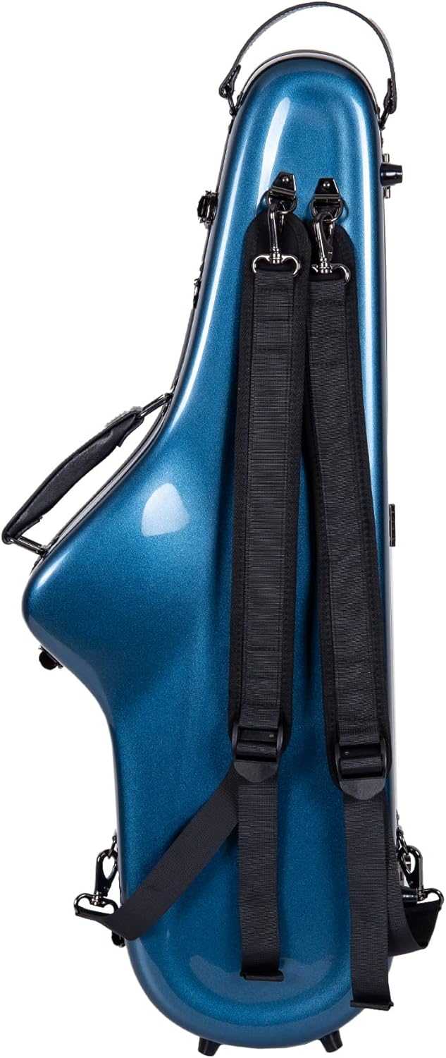 Crossrock Pro-Grade Tenor Saxophone Case | Sapphire Blue, TSA Lock, Stylish & Elite Protection, Detachable Straps, Accessory Pocket for Professional Musicians