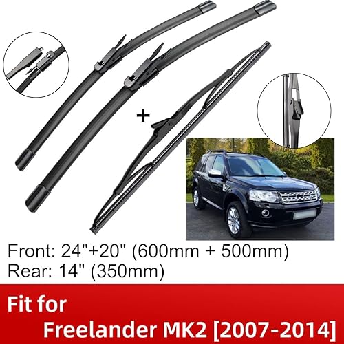 Miniatura 2 de 3 limpiaparabrisas delantero y trasero de 24 pulgadas, 20 pulgadas, 14 pulgadas, repuesto para Land Rover Freelander MK2 2007-2014, limpiaparabrisas