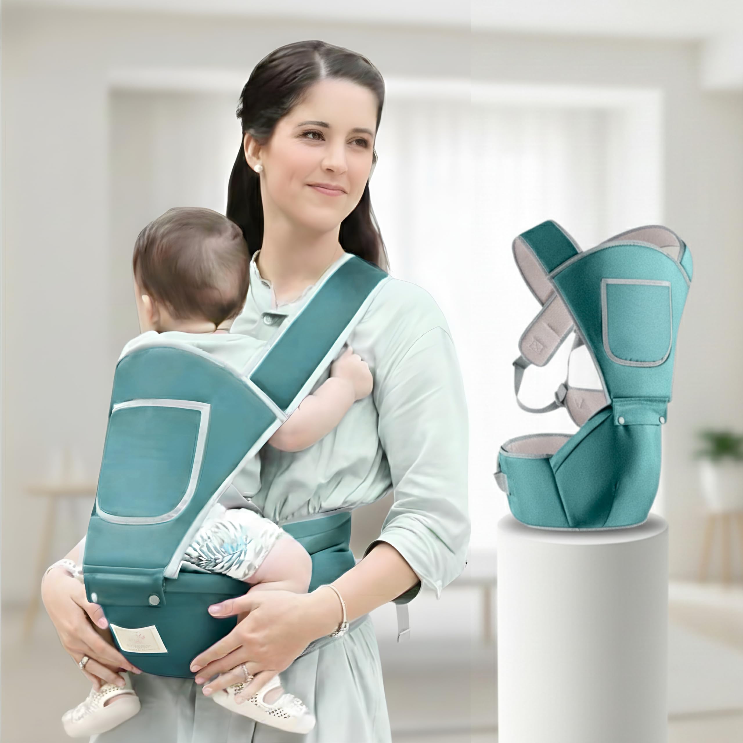 OBABY 4-in-1 Baby Carrier with Hip Seat | Ergonomic Infant to Toddler Carrier for 0-36 Months | Adjustable Sling for Newborn | Front & Back Carry Baby Holder with Lumbar Support-image-44