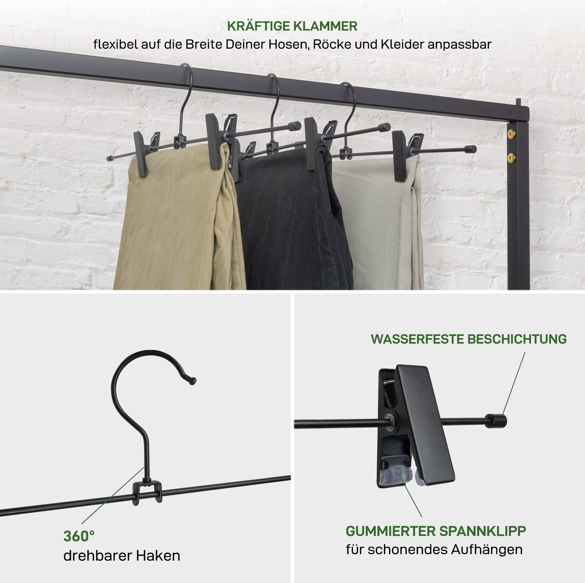 6X Natural Goods Berlin Percha para Pantalones Gard, Percha giratoria 360°, Metal, Gancho Giratorio, Percha Multifuncional, para percheros y percheros (Oro Rosa, Juego de 6)