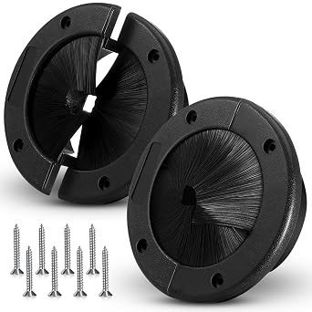Threlaco 2 Pack 4" حلقة فرشاة مستديرة حلقة كبيرة مقسمة إدارة تدفق الهواء للأرضية المرتفعة لمركز البيانات المنزلي إدارة كابلات أرضية الحائط