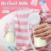 Vista 5 de Jinei 20 Pack Breast Milk Storage Bottles 6 oz Reusable Wide Neck Breastmilk Bottles 4 Colors Breast Milk Collection Bottles Breastmilk Storage