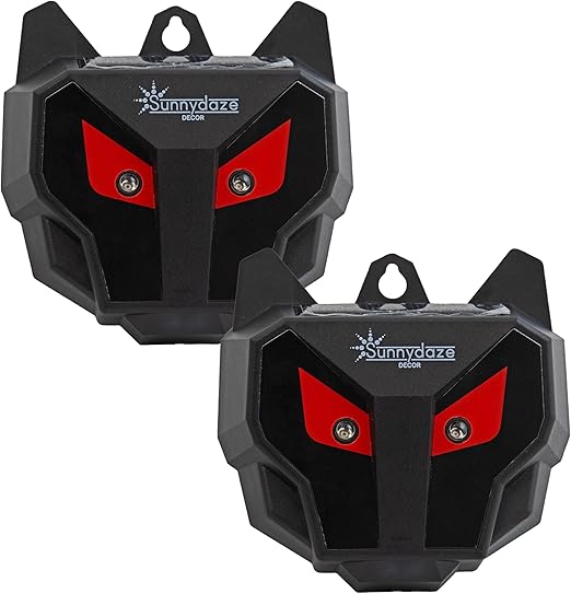 Sunnydaze Wall-Mounted Solar Nocturnal Animal Repellers - Waterproof Design - Red Flashing Lights - Battery Included - 2-Pack