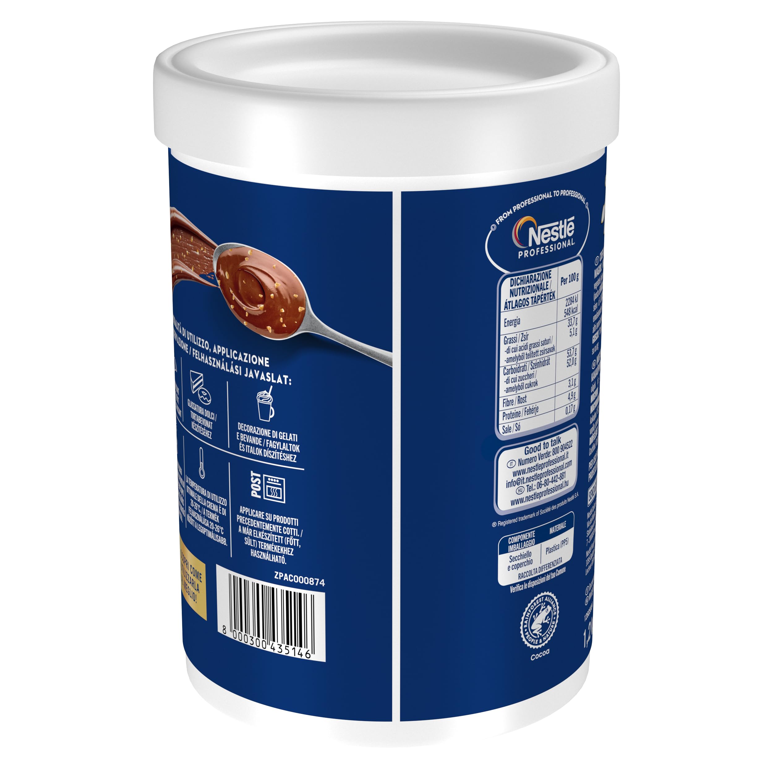 BACI PERUGINA PROFESSIONALE Crema Spalmabile con Nocciole e Cacao, Secchiello 1,2KG