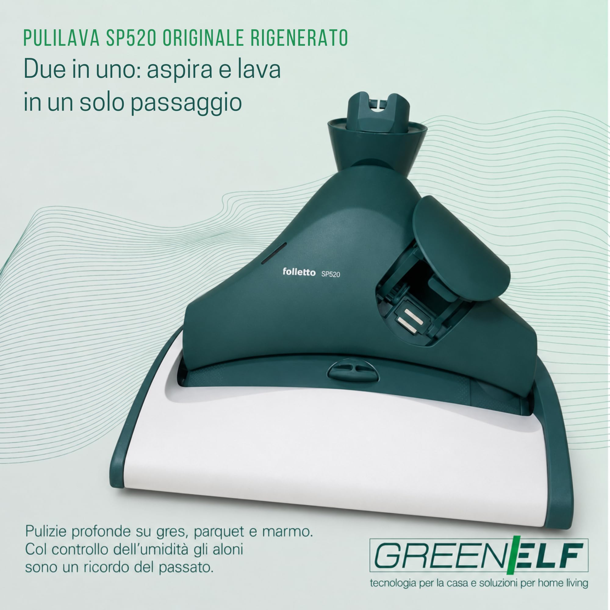Lavapavimenti Folletto SP520 per VK130/131 - VK135/136 - VK140 | Aspira e Lava SENZA LASCIARE ALONI - Ricambi Folletto RIGENERATO Ideale per Parquet, Marmo, Gres - PERFETTO anche per Angoli
