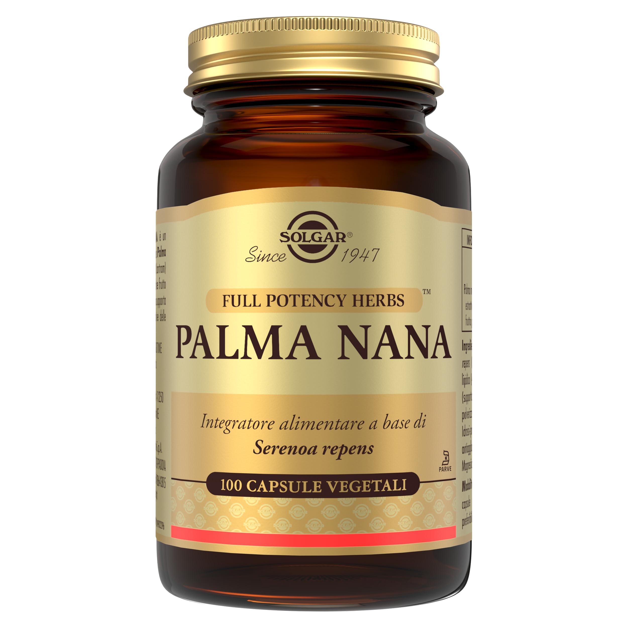 Solgar PALMA NANA – Serenoa repens, supporto prostata e vie urinarie, 100 capsule vegetali